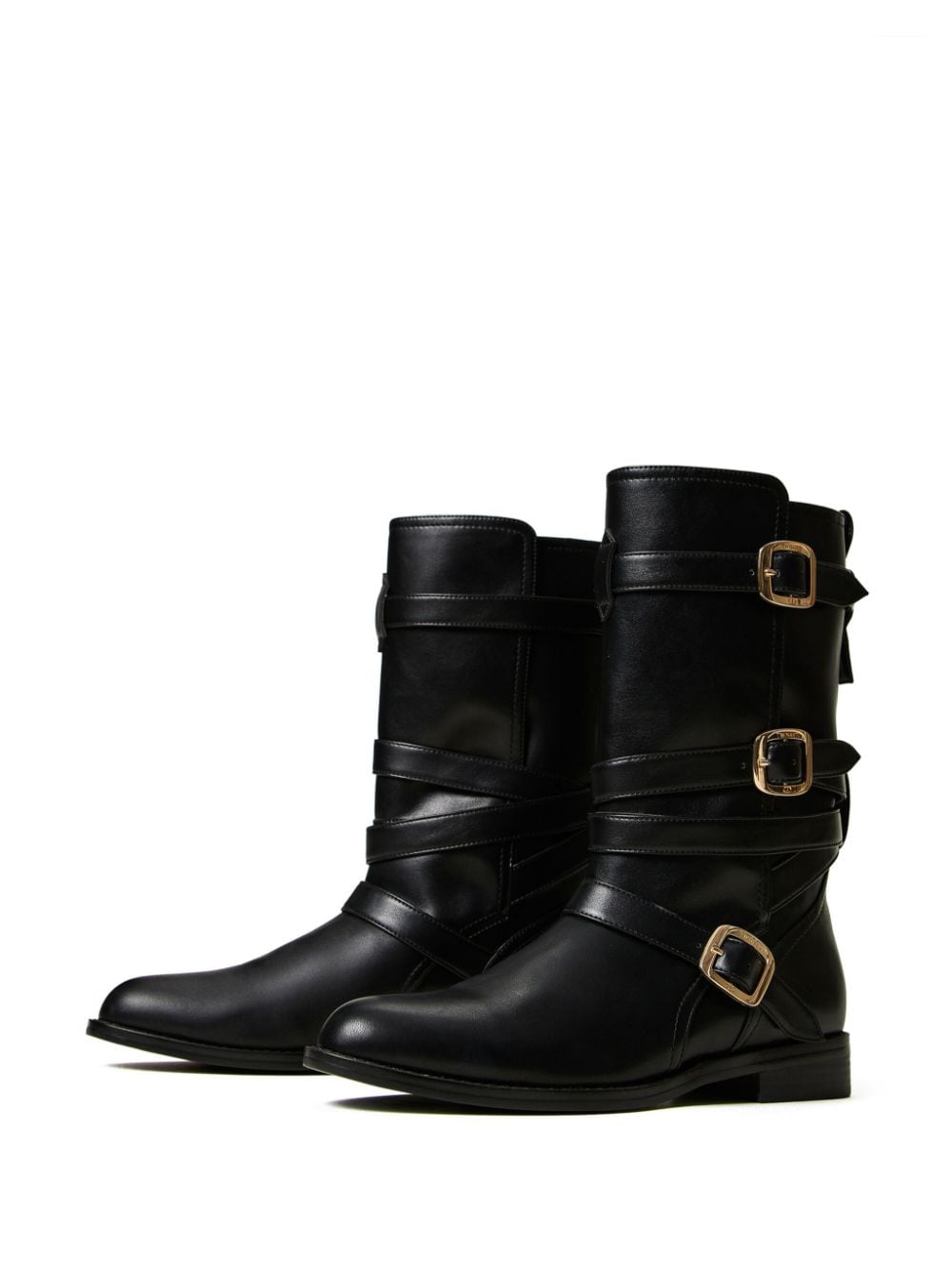 TWINSET buckle-strap biker boots - Zwart