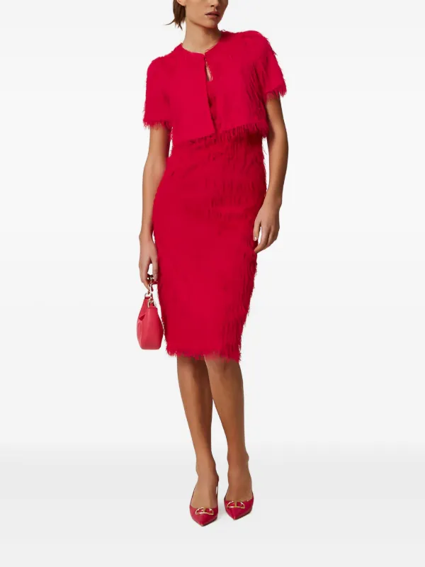TWINSET feather-effect short-sleeved Jacket | Red | FARFETCH