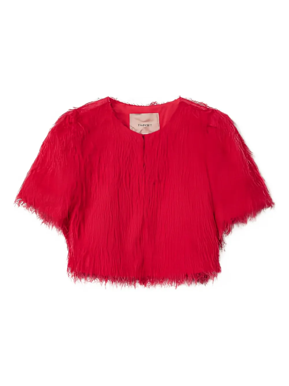 TWINSET feather-effect short-sleeved jacket | Red | Image 1