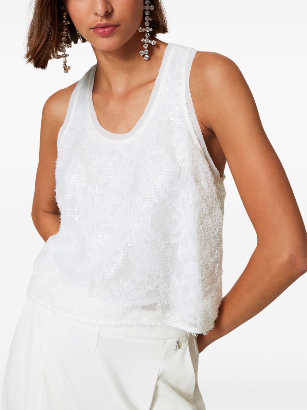 TWINSET Tanktop verfraaid met pailletten - Wit