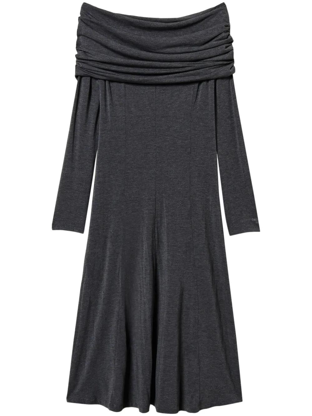 Twinset Medium And Long Knitted Dress In Grey