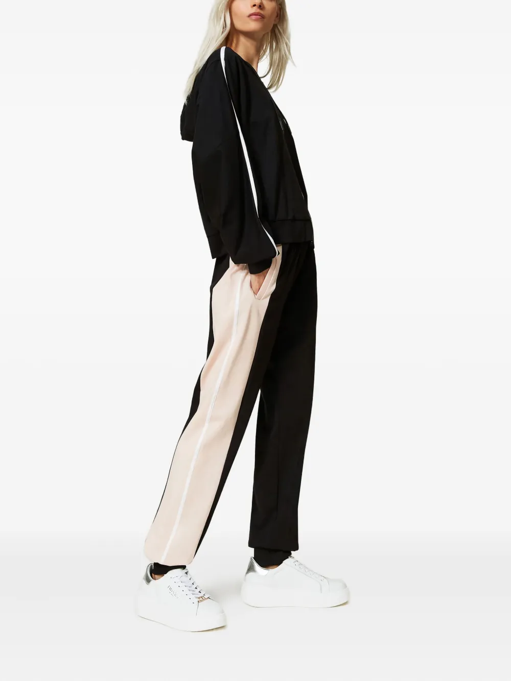 Twinset Zip-front Panelled Tracksuit Set (set Of 2) In Black