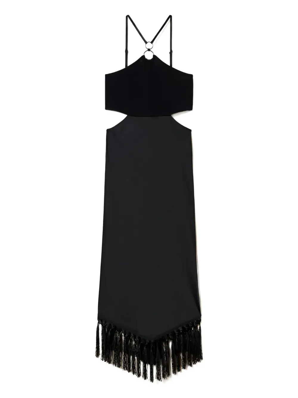 TWINSET cut-out fringe midi dress | Black | Image 1