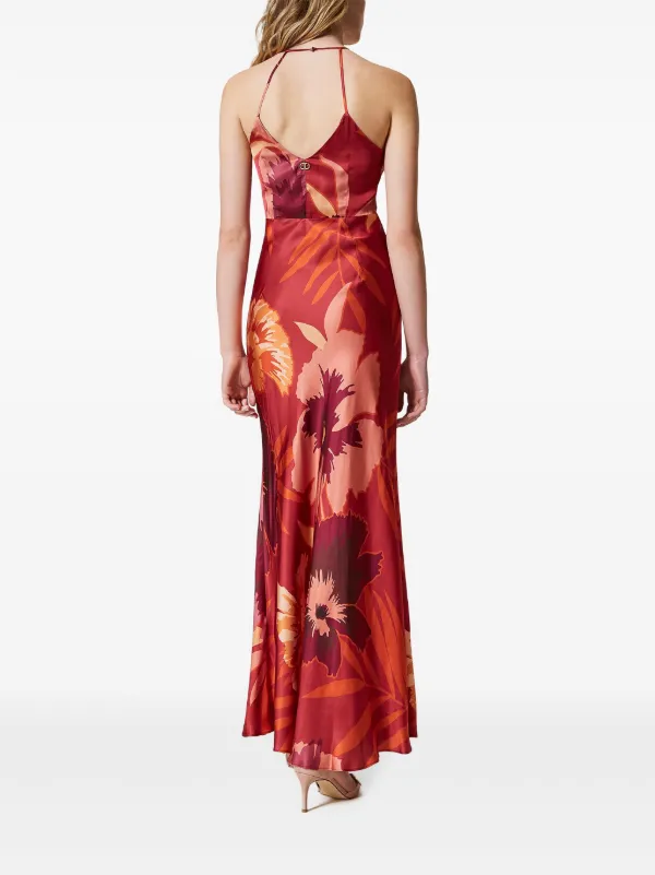 Twinset Floral Print Maxi Dress - Red