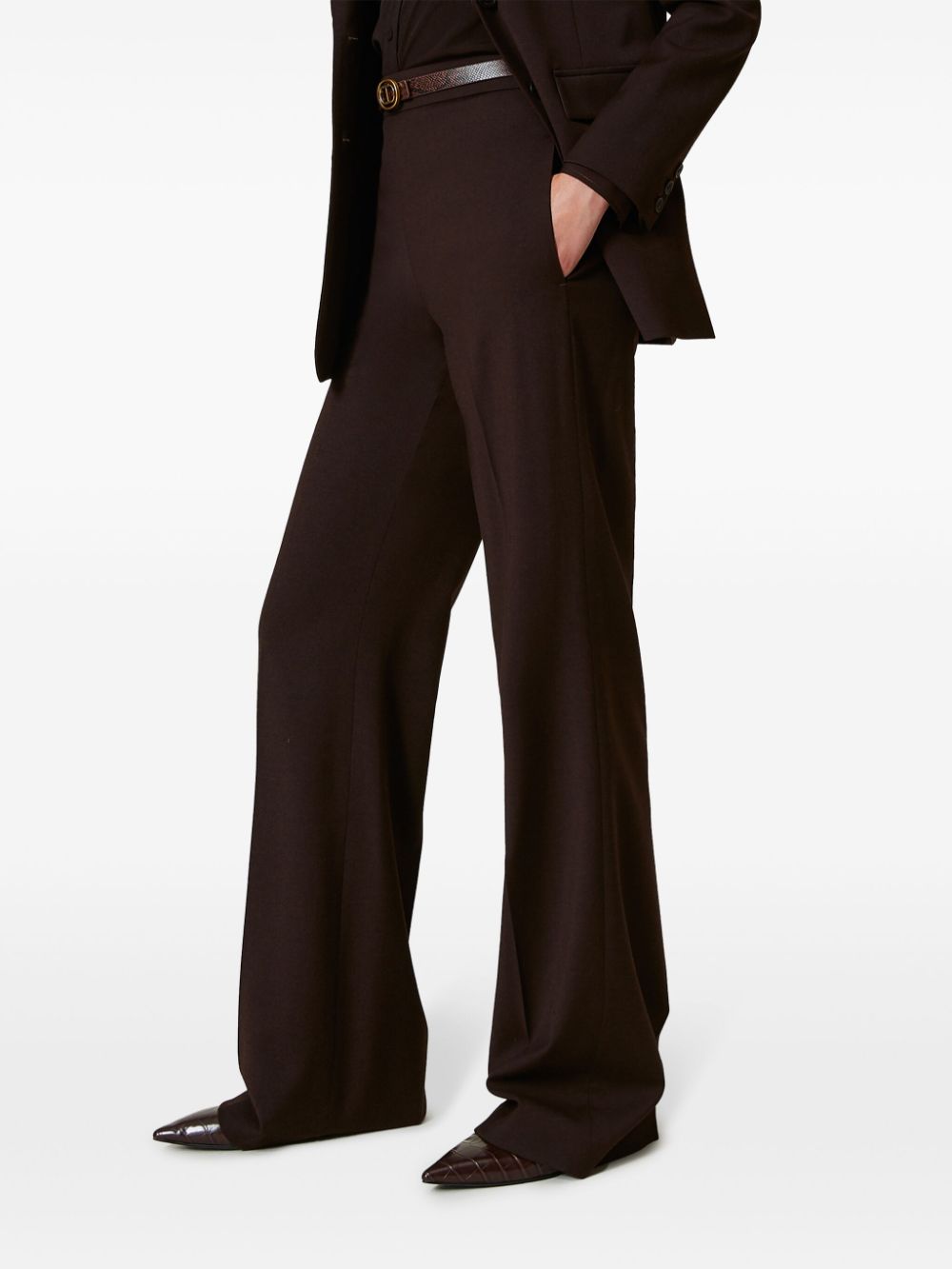 Shop Twinset High-waisted Trousers In Brown