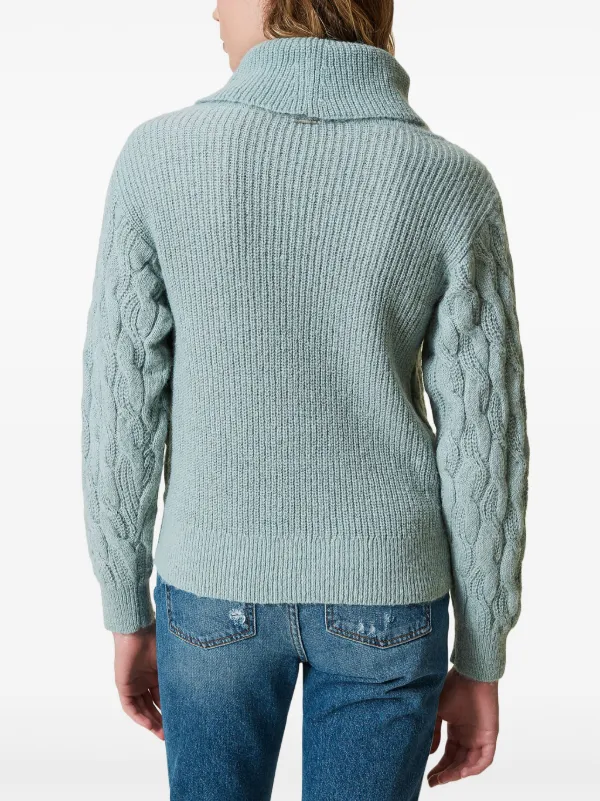 ★★ ★★ Wool Blend Cable Knit Sweater T22E7KT TWINSET cable-knit Sweater | Blue | FARFETCH PL