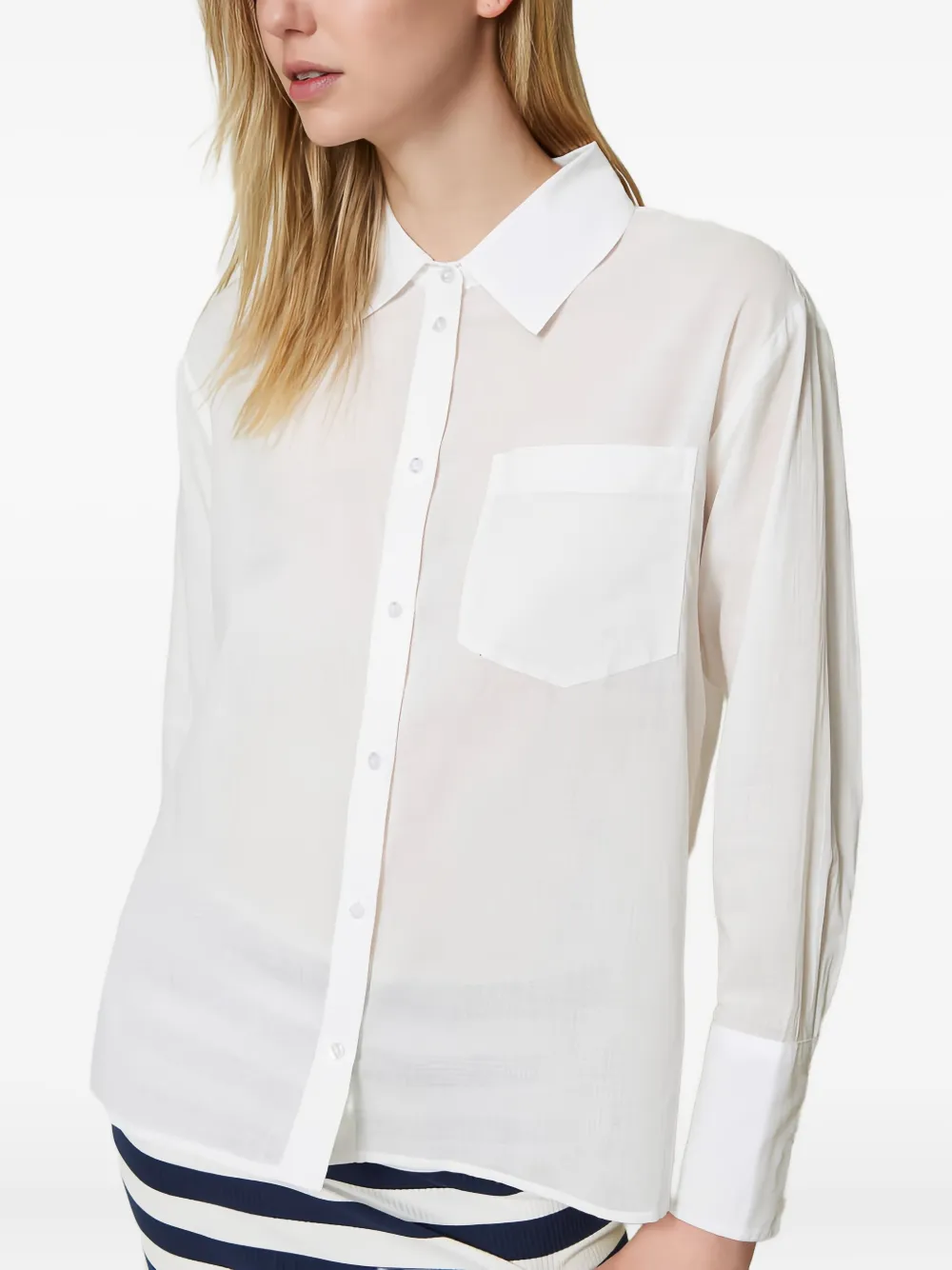 TWINSET Shirt met borstzak en lange mouwen Wit