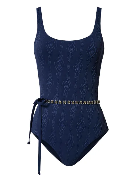 TWINSET embossed-detail belted swimsuit