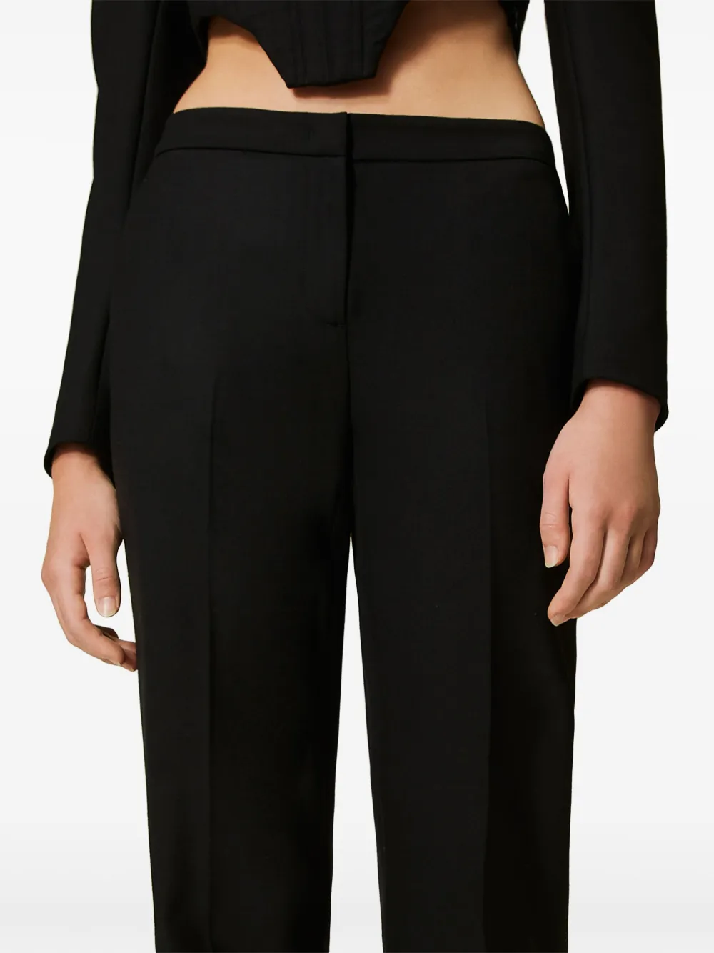 Shop Twinset Pressed Crease Flared Trousers In Black