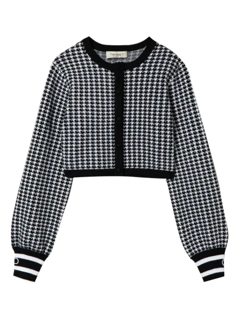 TWINSET Kids chamarra tejida con motivo pied de poule