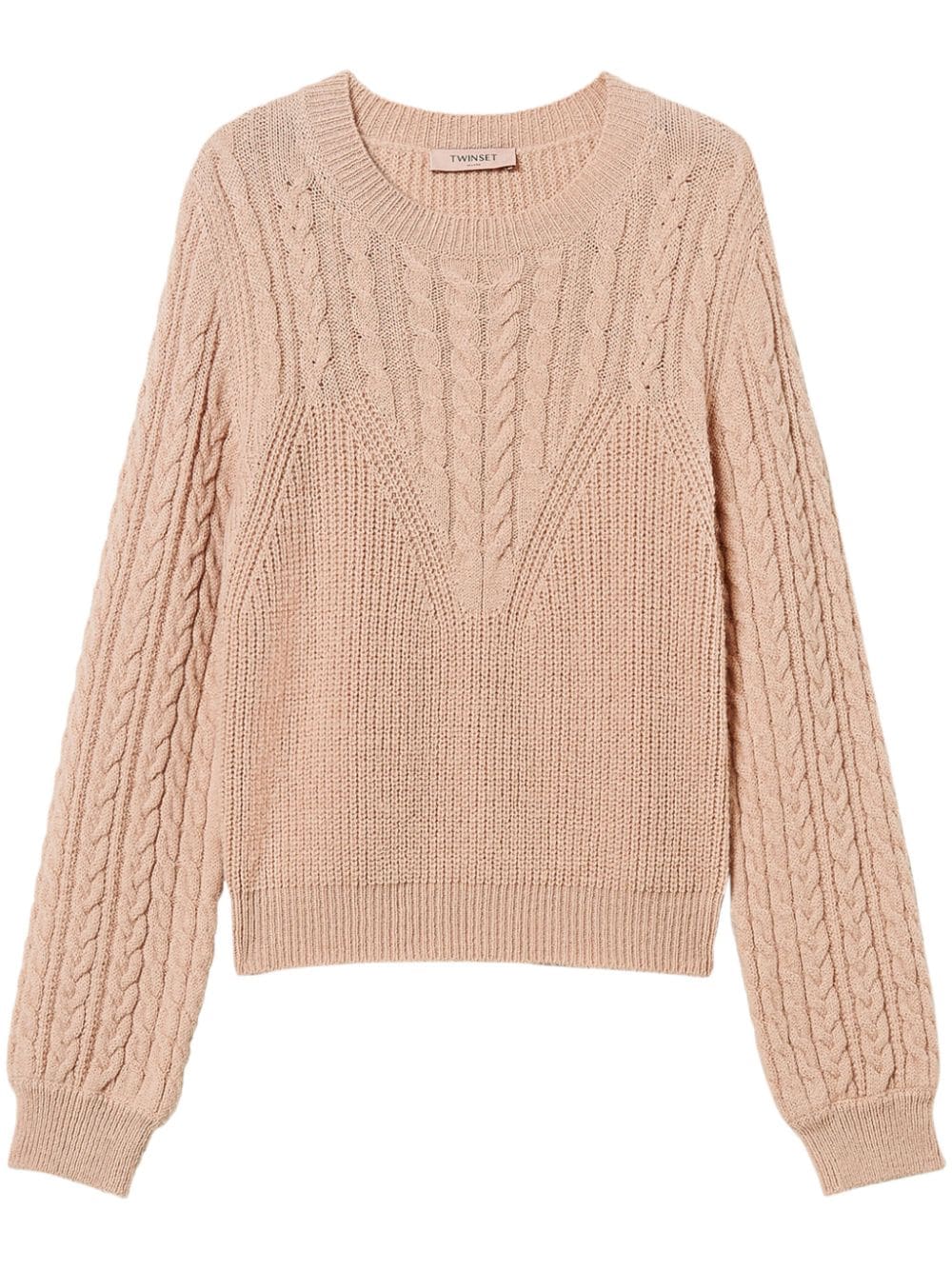 Shop Twinset Cable-knit Sweater In Neutrals