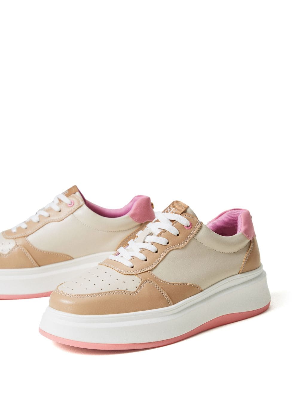 TWINSET colour-block faux leather trainers - Beige