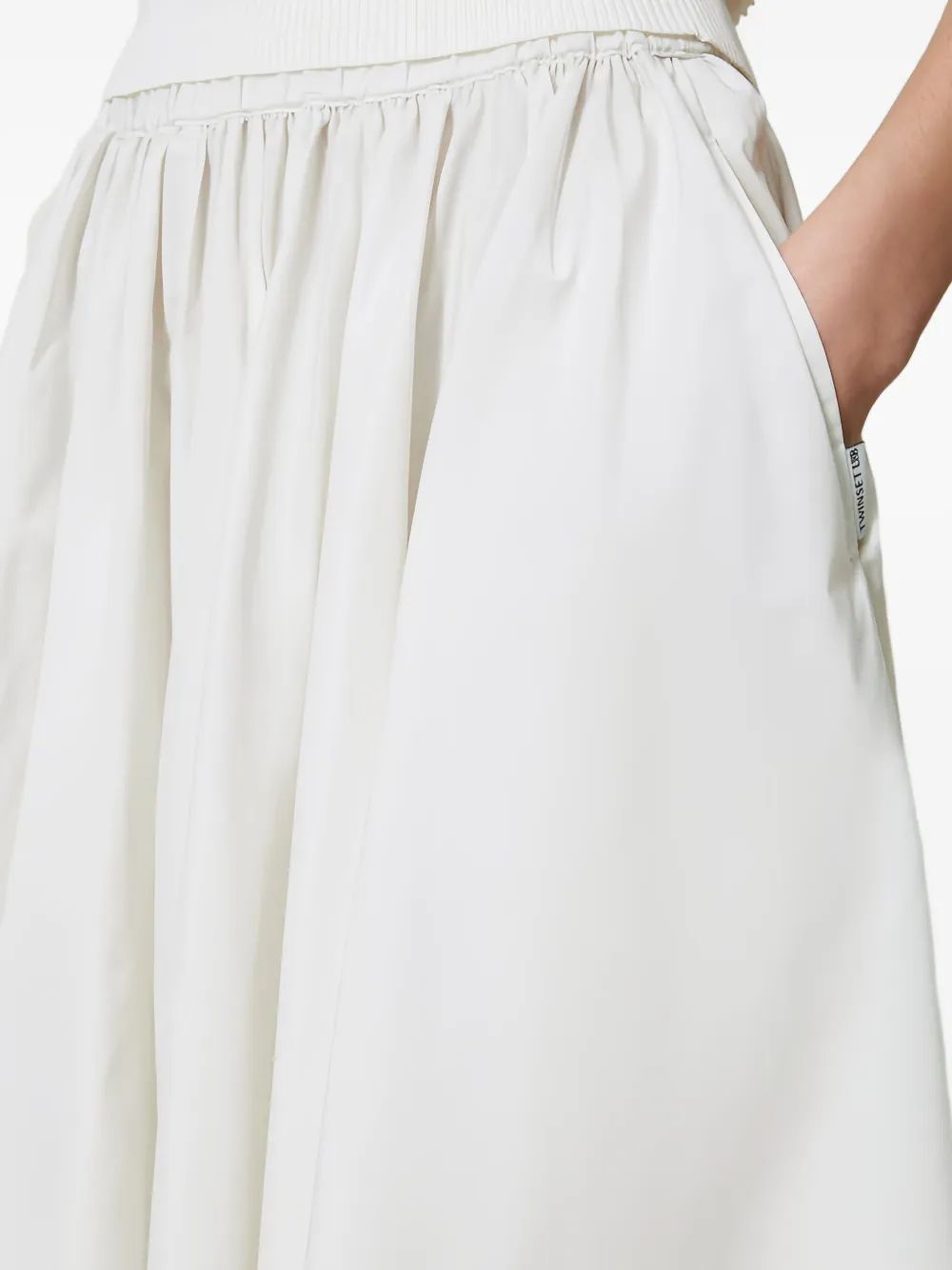 TWINSET Taffeta midi-rok met elastische taille Wit