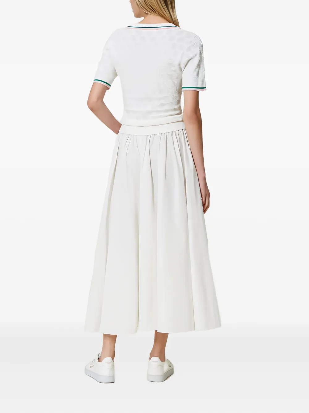 TWINSET Taffeta midi-rok met elastische taille Wit