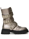 TWINSET 50mm laminated strap boots - Silver