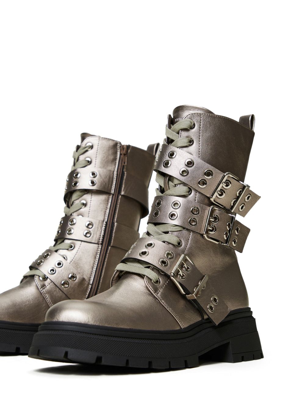 TWINSET 50mm laminated strap boots - Zilver