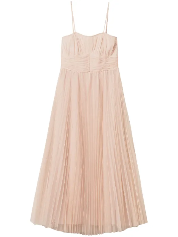 pleated tulle midi dress TWINSET Pleated Tulle Midi Dress | Neutrals