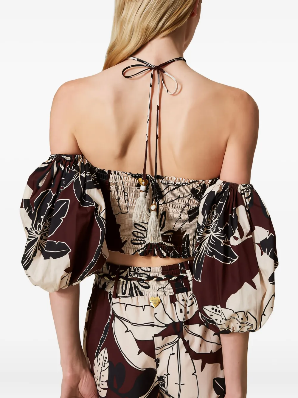 TWINSET Top met bloemenprint Bruin