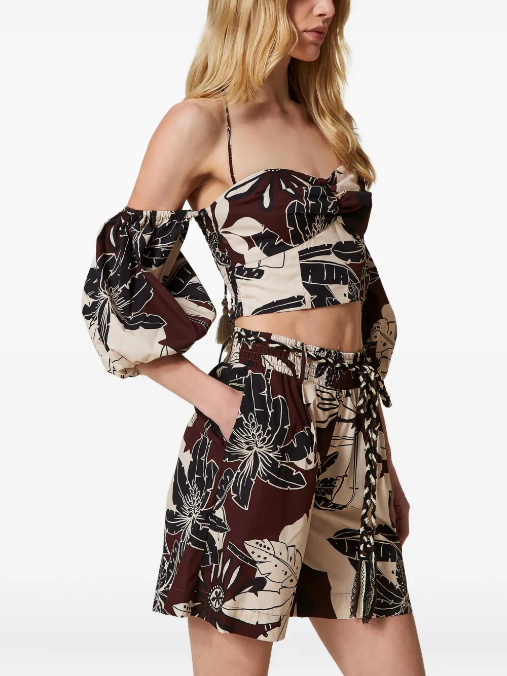 TWINSET Top met bloemenprint Bruin