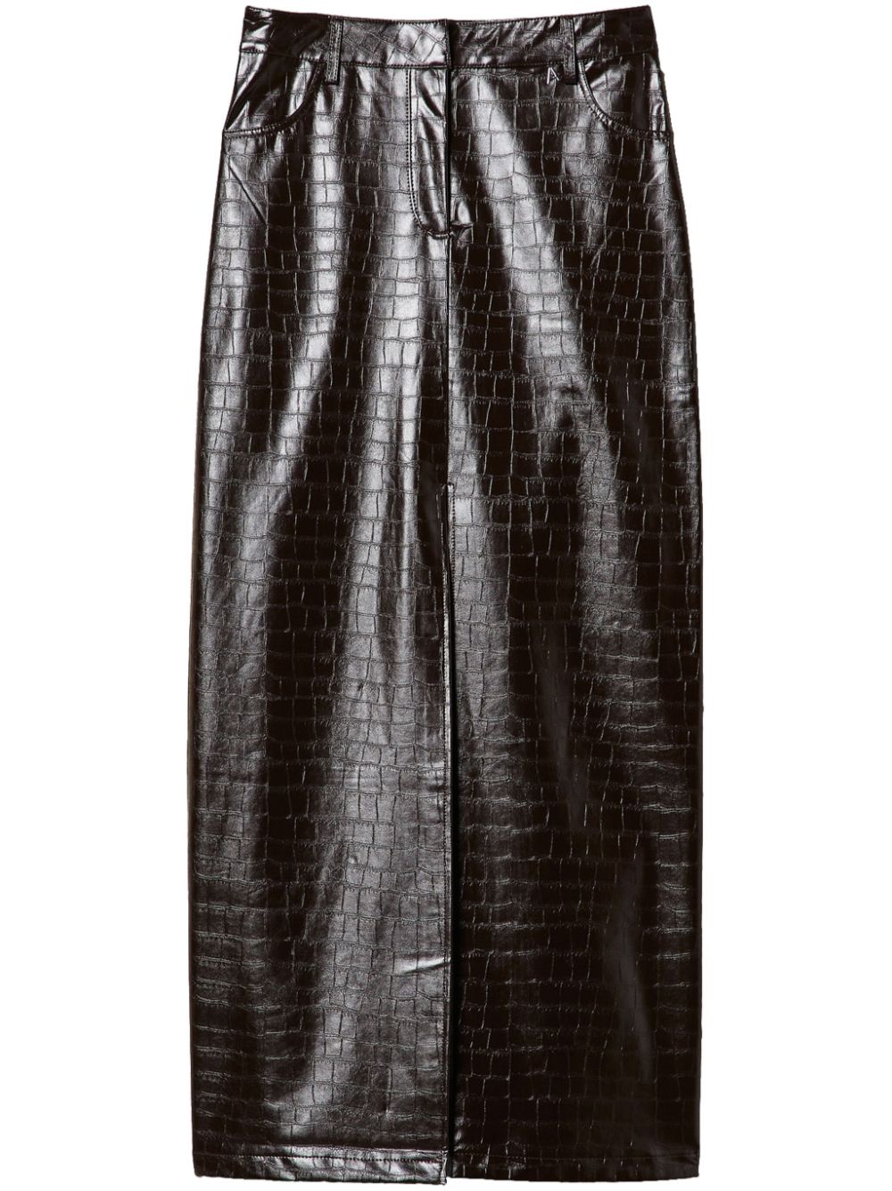 crocodile-embossed maxi skirt