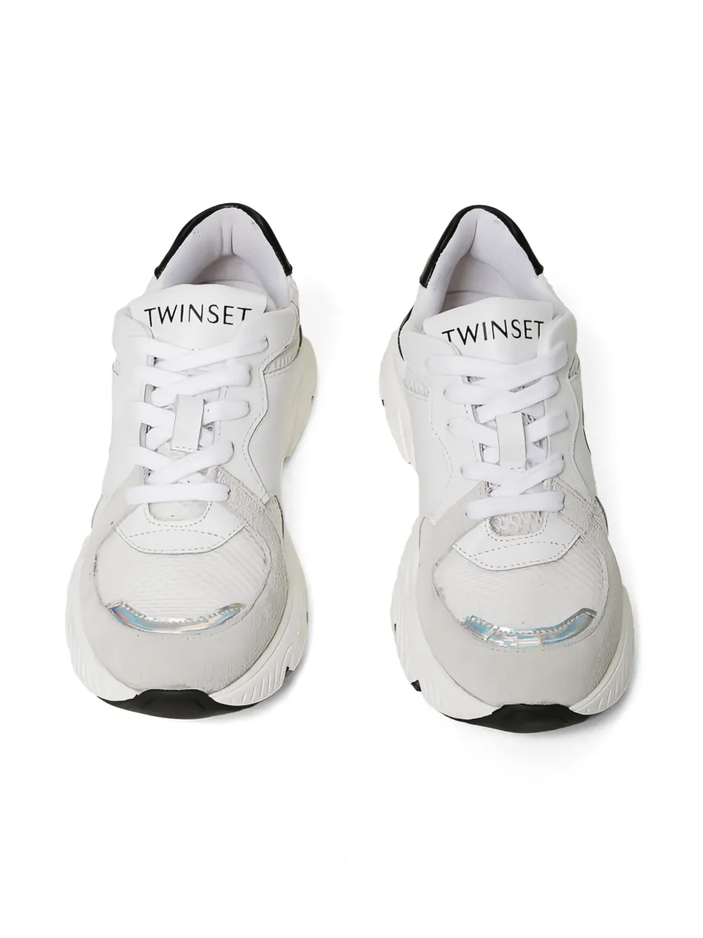 TWINSET Kids oval-logo leather sneakers White