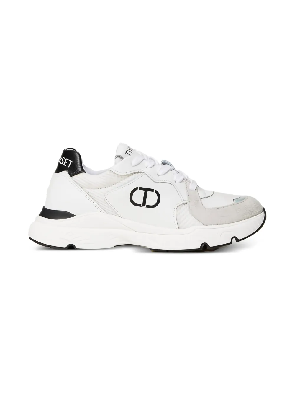 TWINSET Kids oval-logo leather sneakers White
