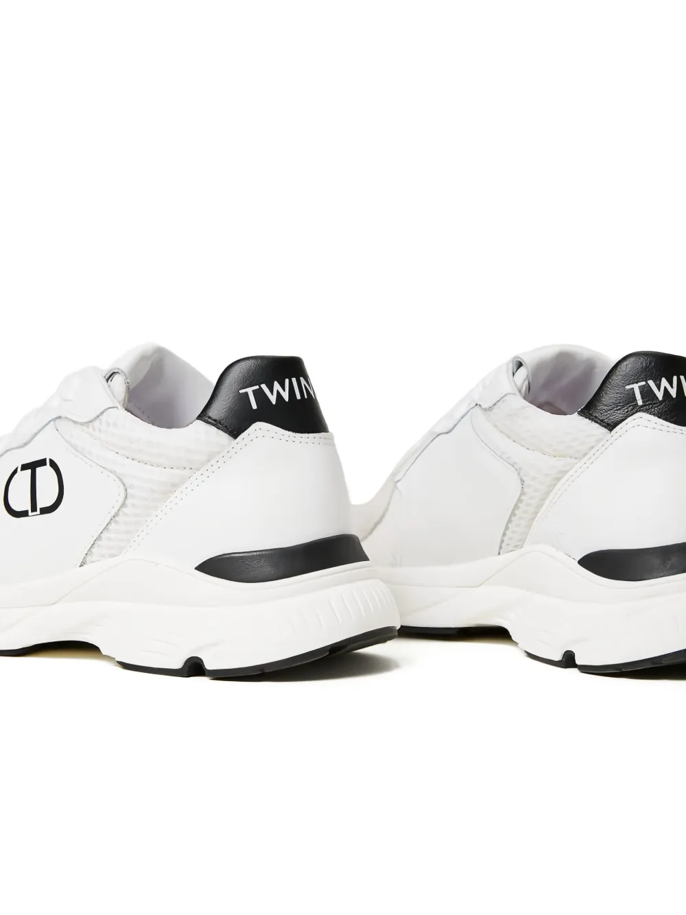 TWINSET Kids oval-logo leather sneakers White
