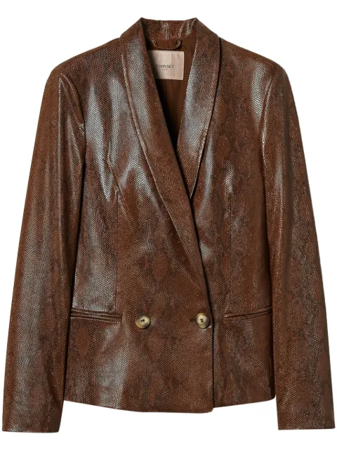 TWINSET lizard-skin effect faux leather blazer