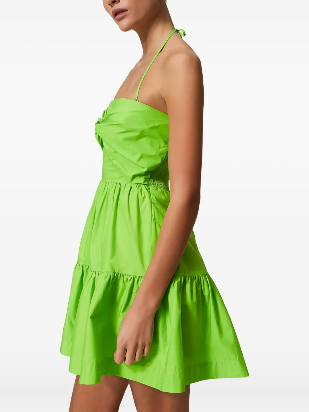 TWINSET Gelaagde midi-jurk met gedraaide voorkant Groen