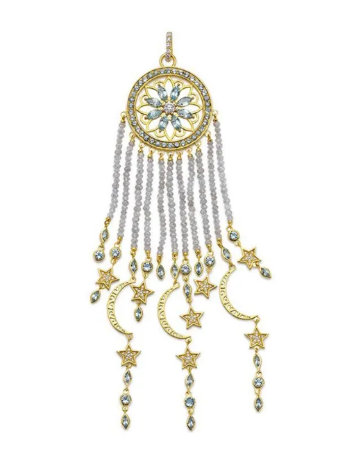 Pendentif Dream Catcher en 20ct pavé de diamants - BUDDHA MAMA - Modalova