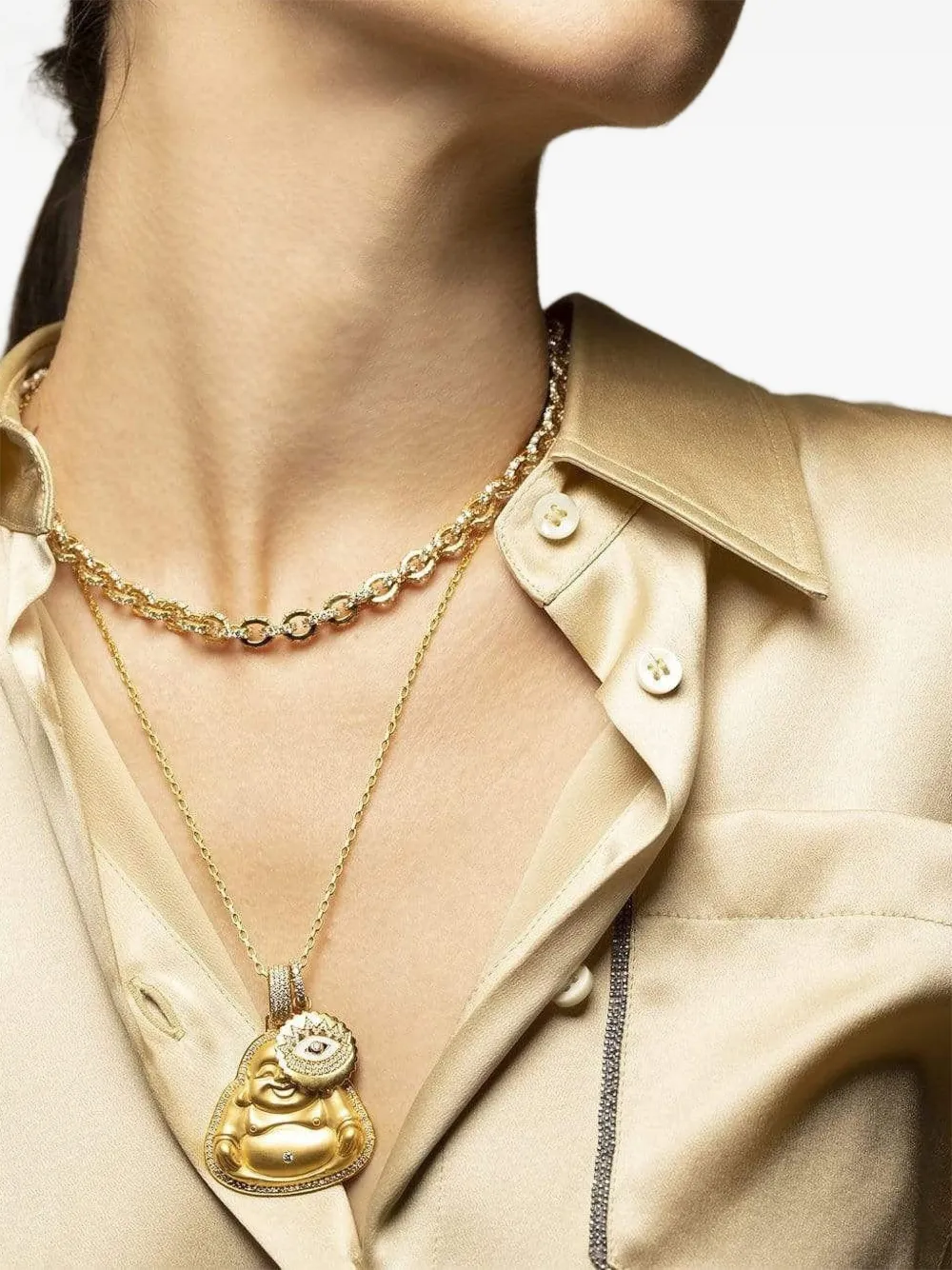  Buddha Mama 20k Yellow Gold Large Happy Buddha Pendant 