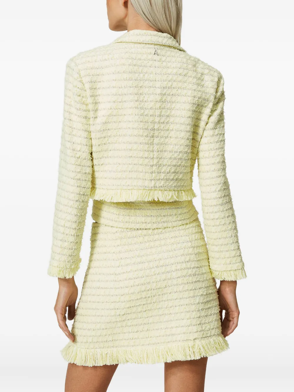 Twinset Bouclé Fringed Mini Skirt In Yellow