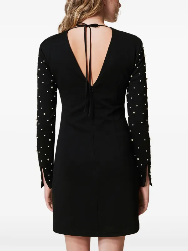 TWINSET Abito Corto Con Perle Nero FARFETCH IT