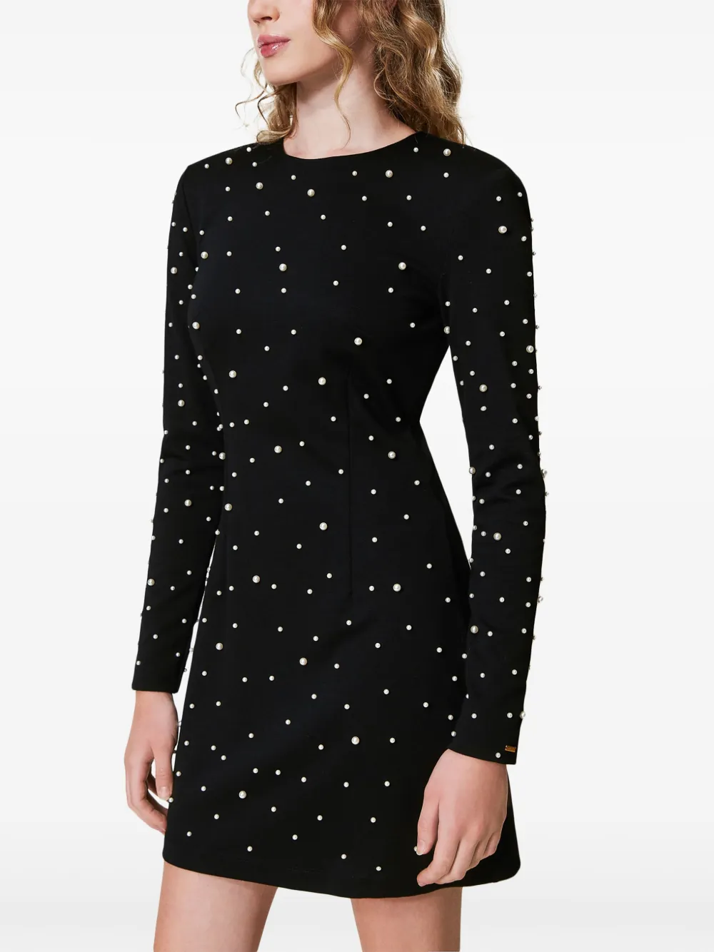 TWINSET pearl-detailing mini dress - Zwart