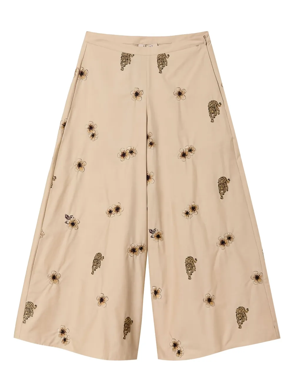 TWINSET floral-embroidered wide-leg trousers | Neutrals | Image 1