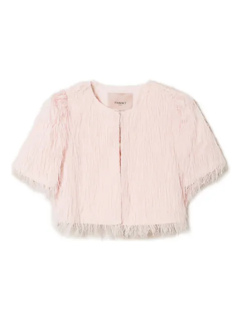TWINSET feather-effect short-sleeve cropped jacket