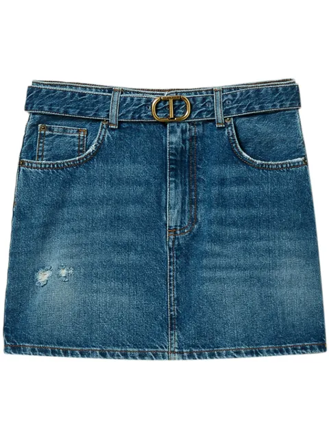 TWINSET logo-plaque denim skirt 