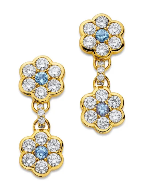 Boucles d'oreilles Flower en 20ct pavées de diamants - BUDDHA MAMA - Modalova