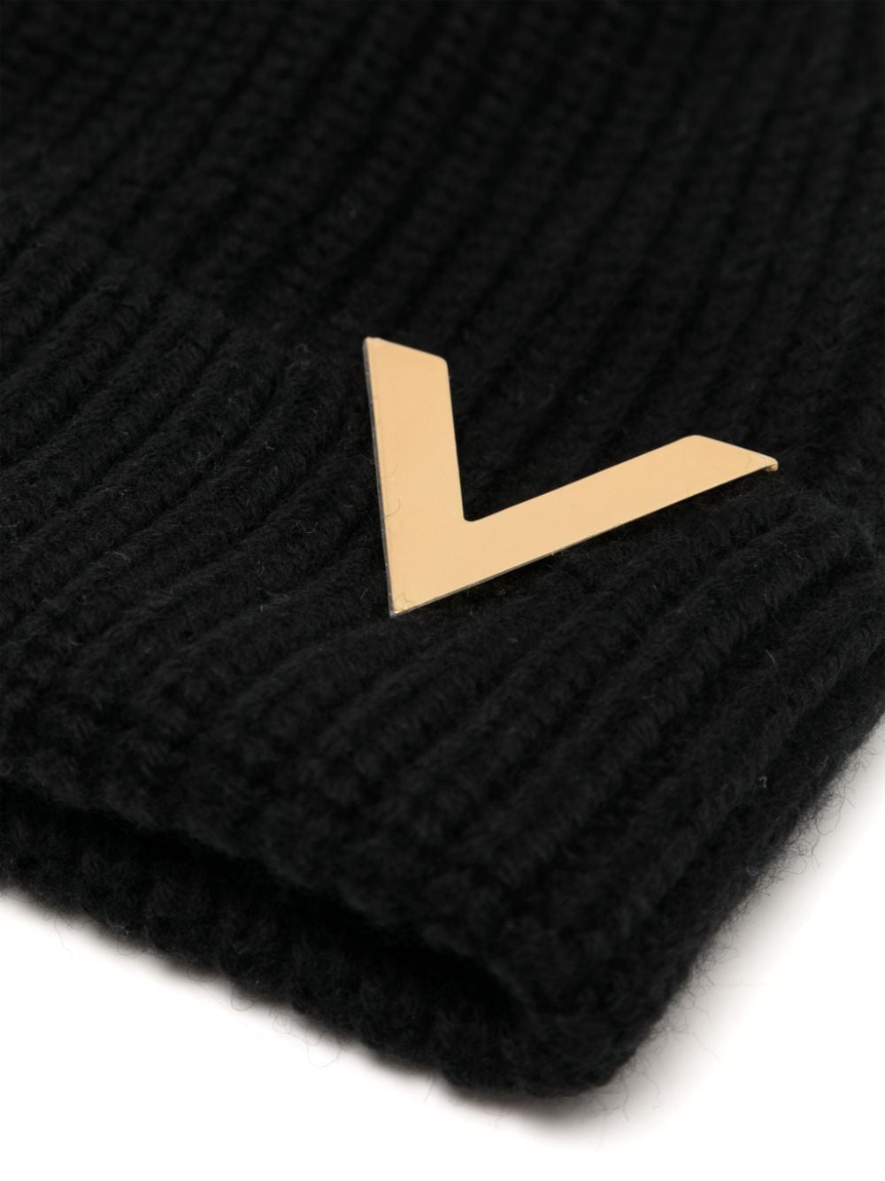 Shop Valentino V-plaque Beanie In Black