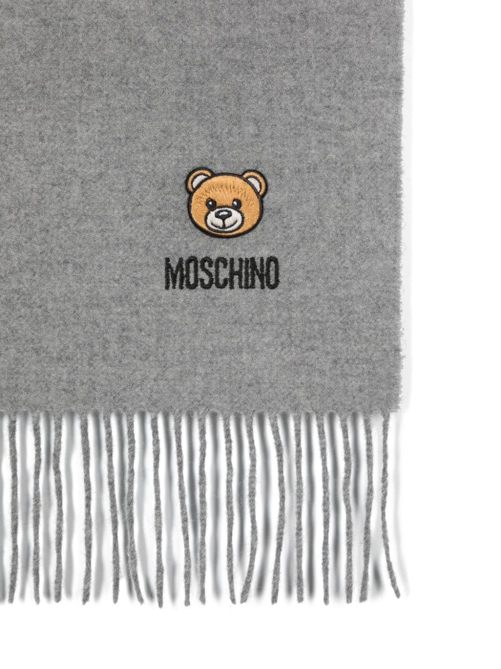 Shop Moschino Fringed Scarf In Grey