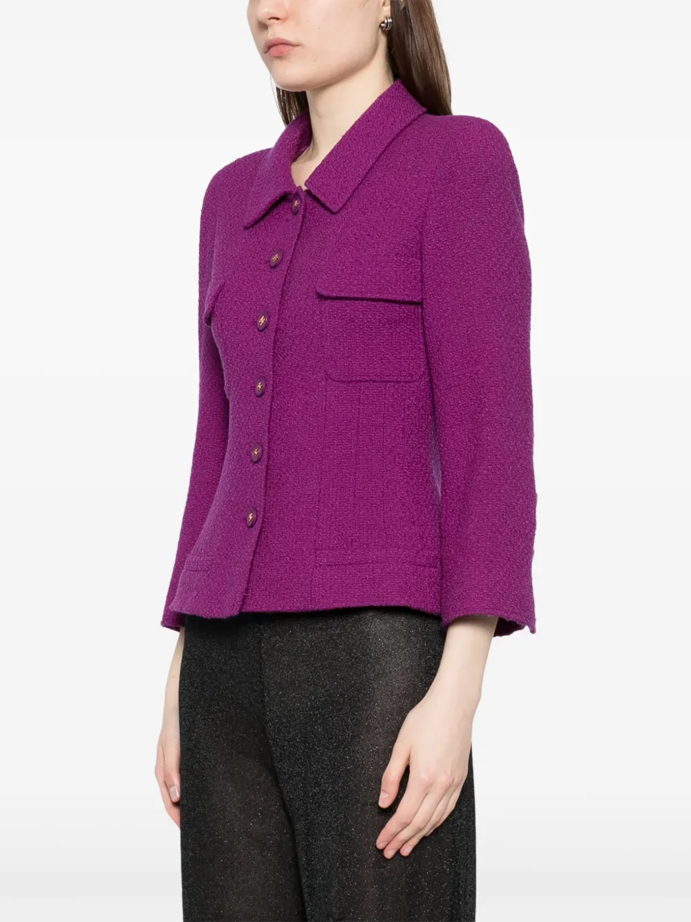 Pre-owned Chanel 1995 Single Breasted Jacket In Purple
