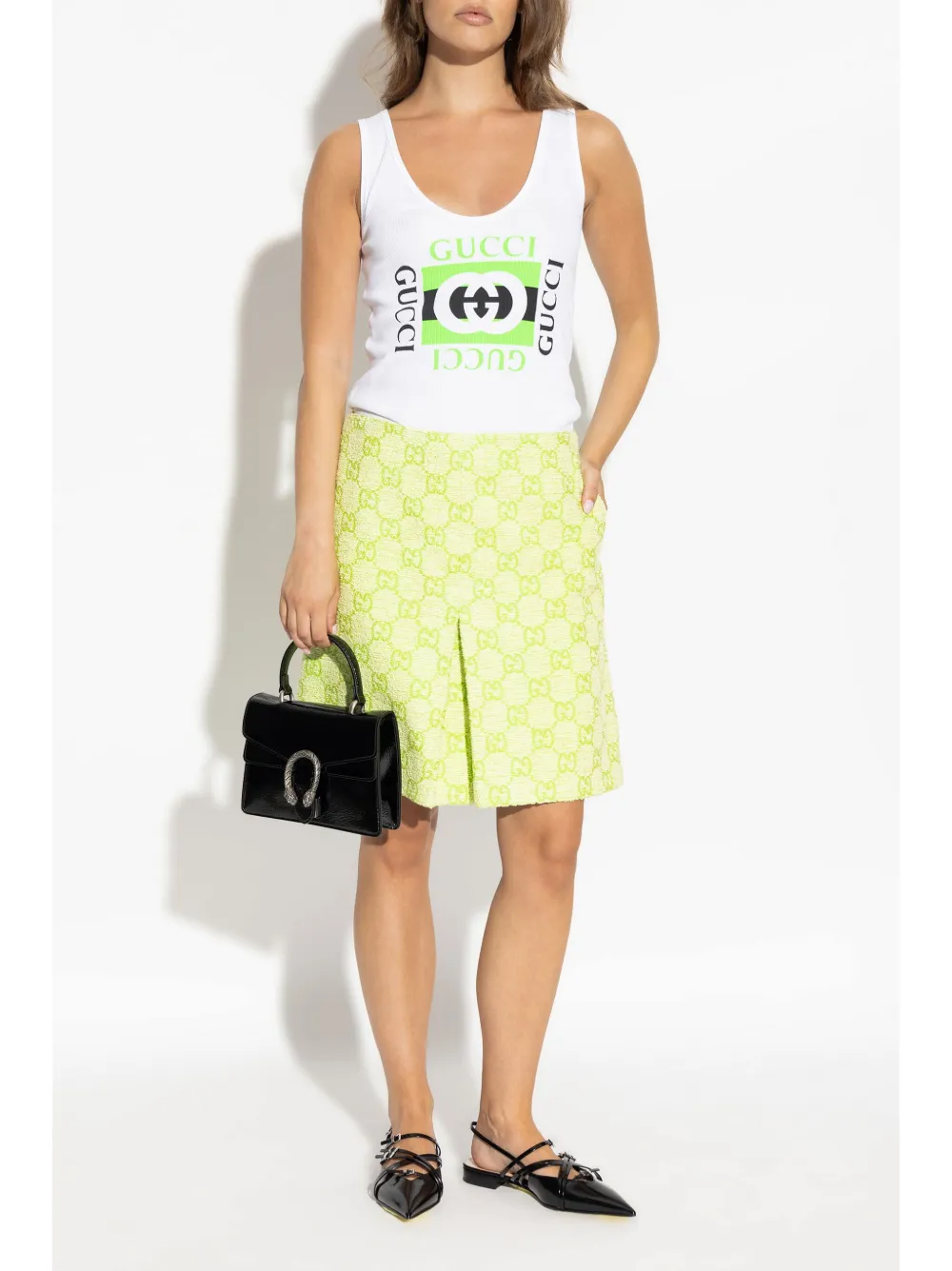 Gucci GG jacquard flared skirt - Groen
