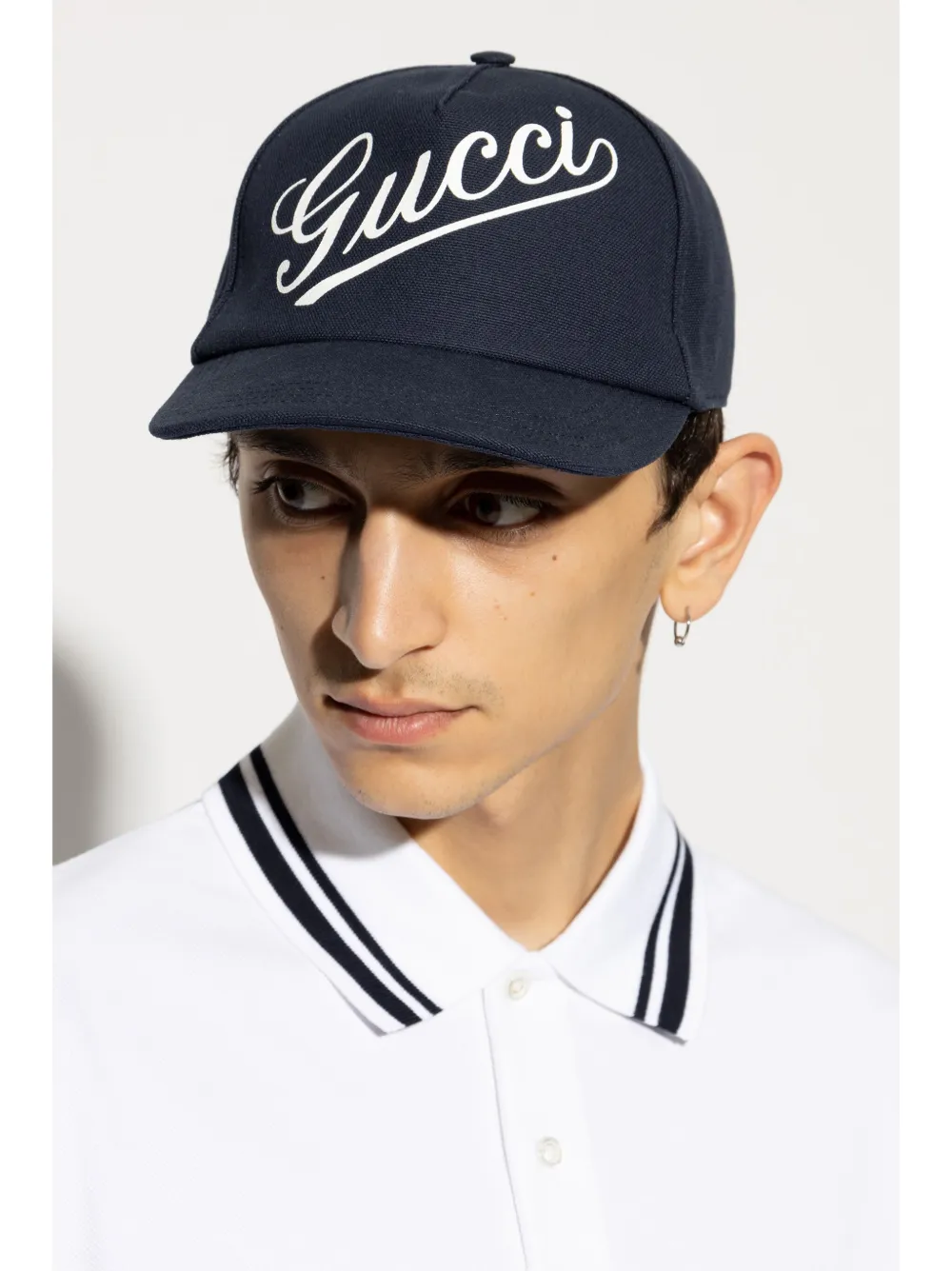 Gucci Script Baseball Cap In Blau
