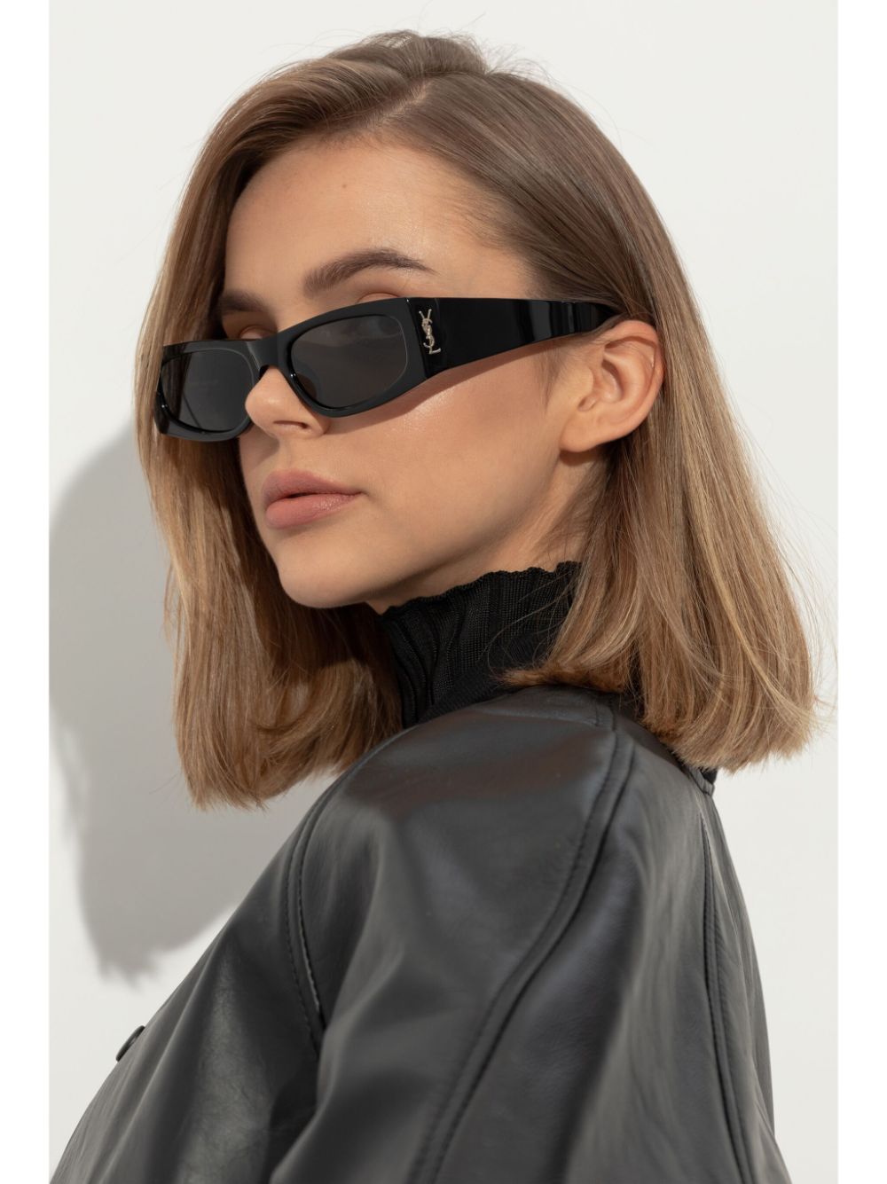 Saint Laurent Eyewear logo rectangle-framed sunglasses - Zwart