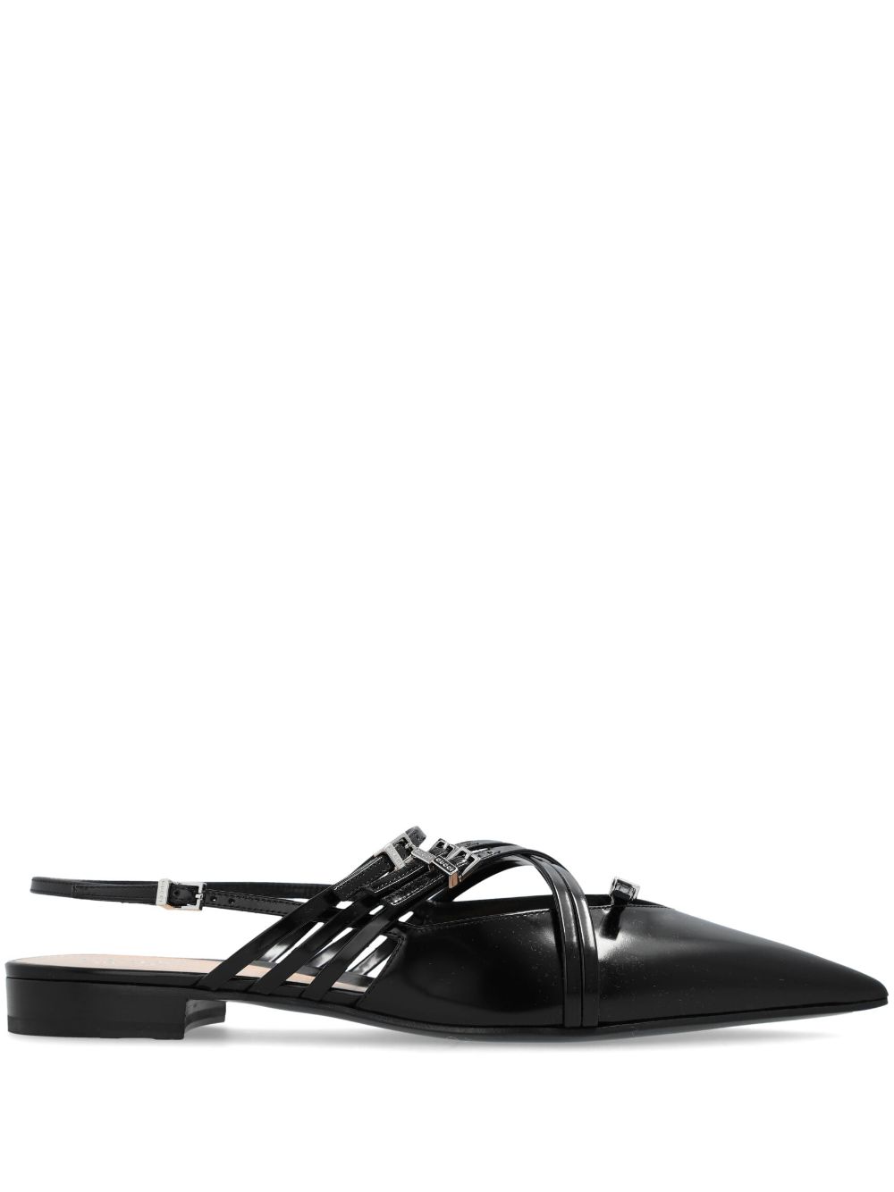 Gucci leather strappy ballerina shoes Black