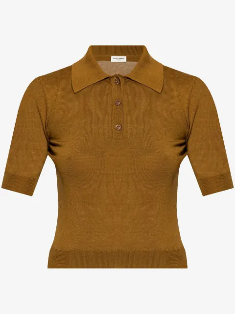 Saint Laurent Cassandre-embroidery polo top