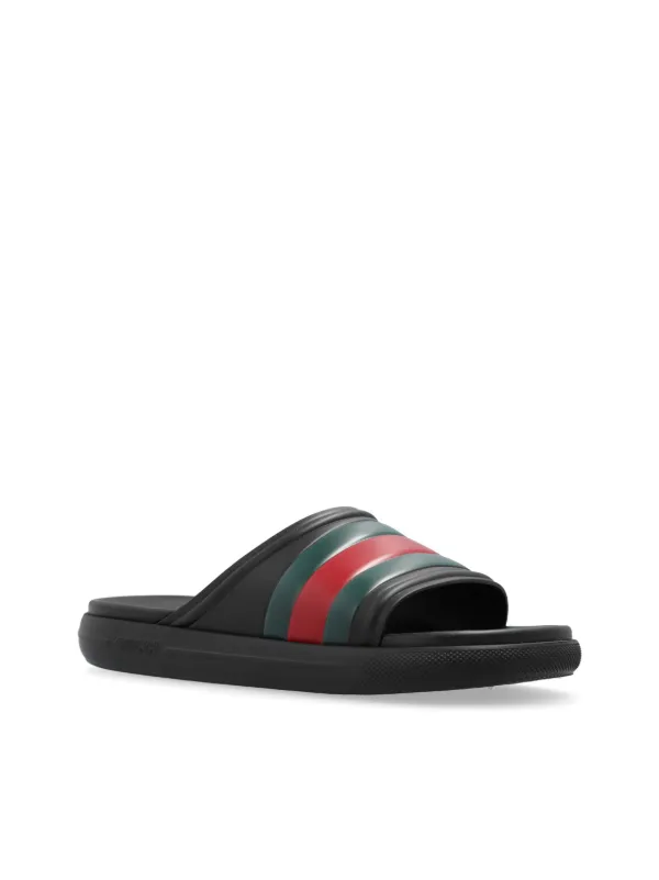 Gucci Slippers Met Webstreep Zwart FARFETCH NL