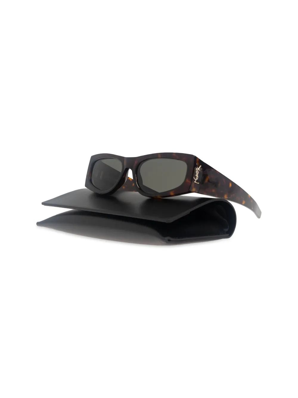 Saint Laurent Eyewear Zonnebril met rechthoekig montuur Bruin