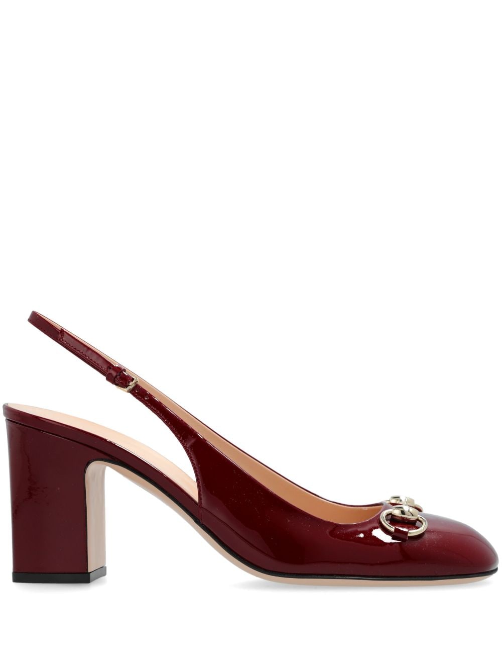 Shop Gucci 75mm Horsebit Slingback Pumps In Red