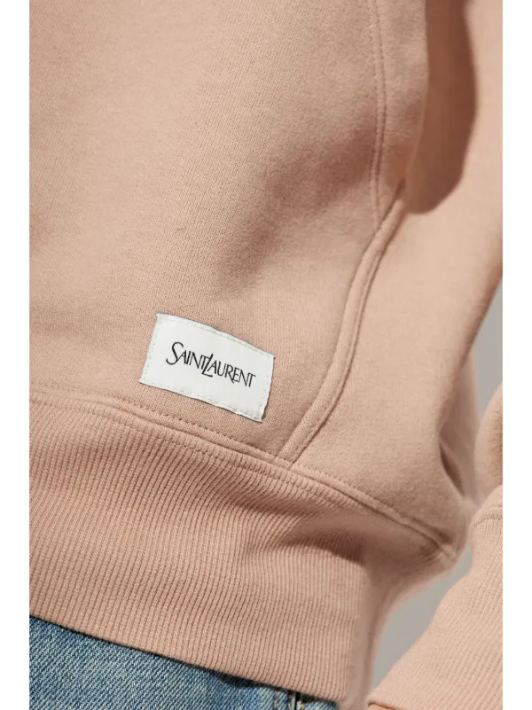 SAINT LAURENT ベージュ フード付きパーカー Saint Laurent ロゴアップリケ パーカー | ニュートラル | FARFETCH JP